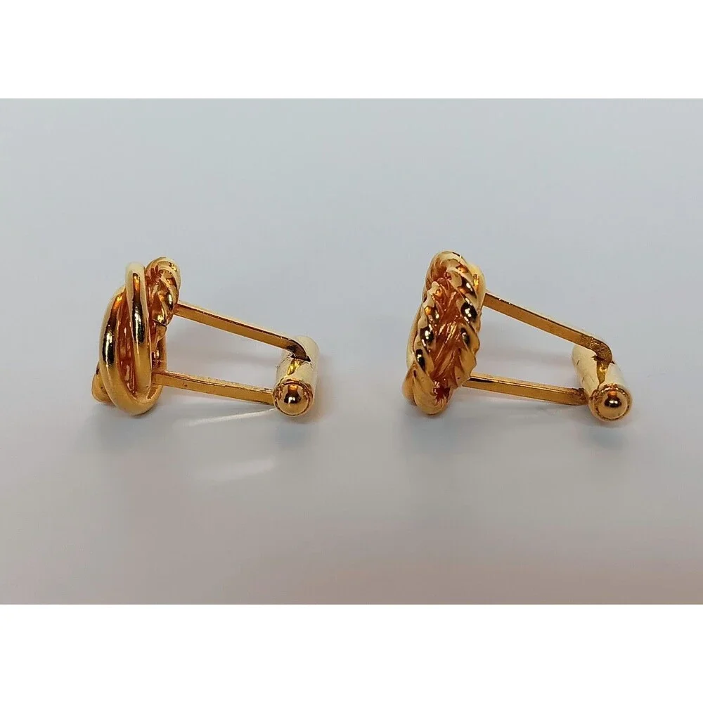 Vintage Goldtone Twisted Rope Knot Cufflinks 5/8 in